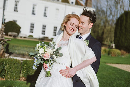Bride and groom on wedding day